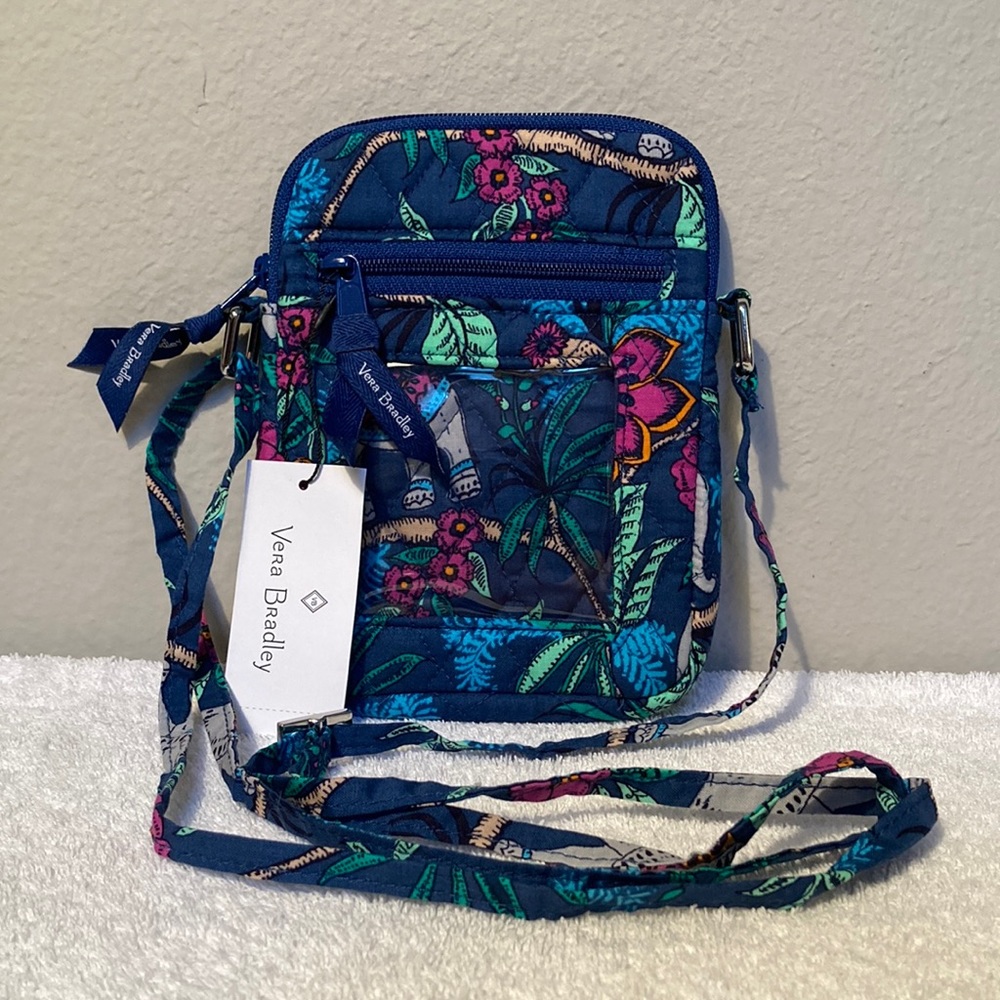 Vera Bradley Petite Travel Crossbody Bag in Kerala Elephants Signature Cotton